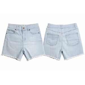 Just Be Denim Shorts Womens Small Light Wash High Rise Raw Hem Casual Summer